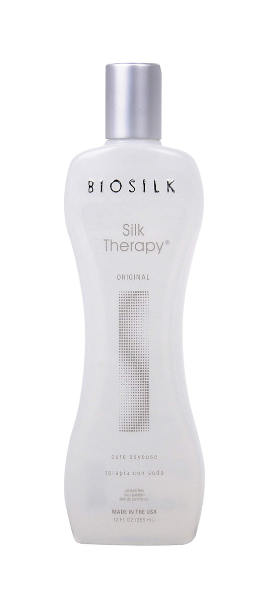 BioSilk Silk Therapy Original Cure 12oz bottle pour delivers smoothness and radiant shine.