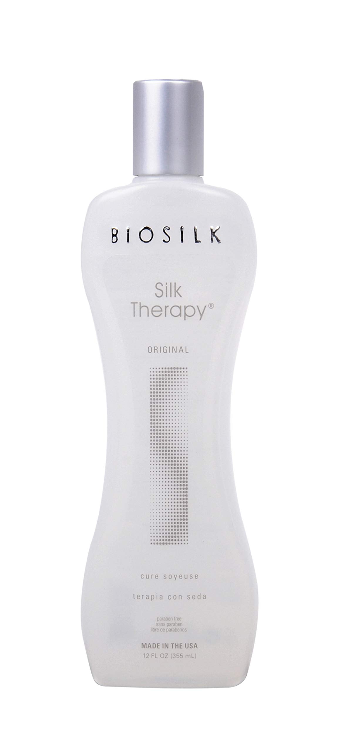 BioSilk Silk Therapy Original Cure 4 Pack bottle: weightless leave-in treatment for shiny, smooth hair