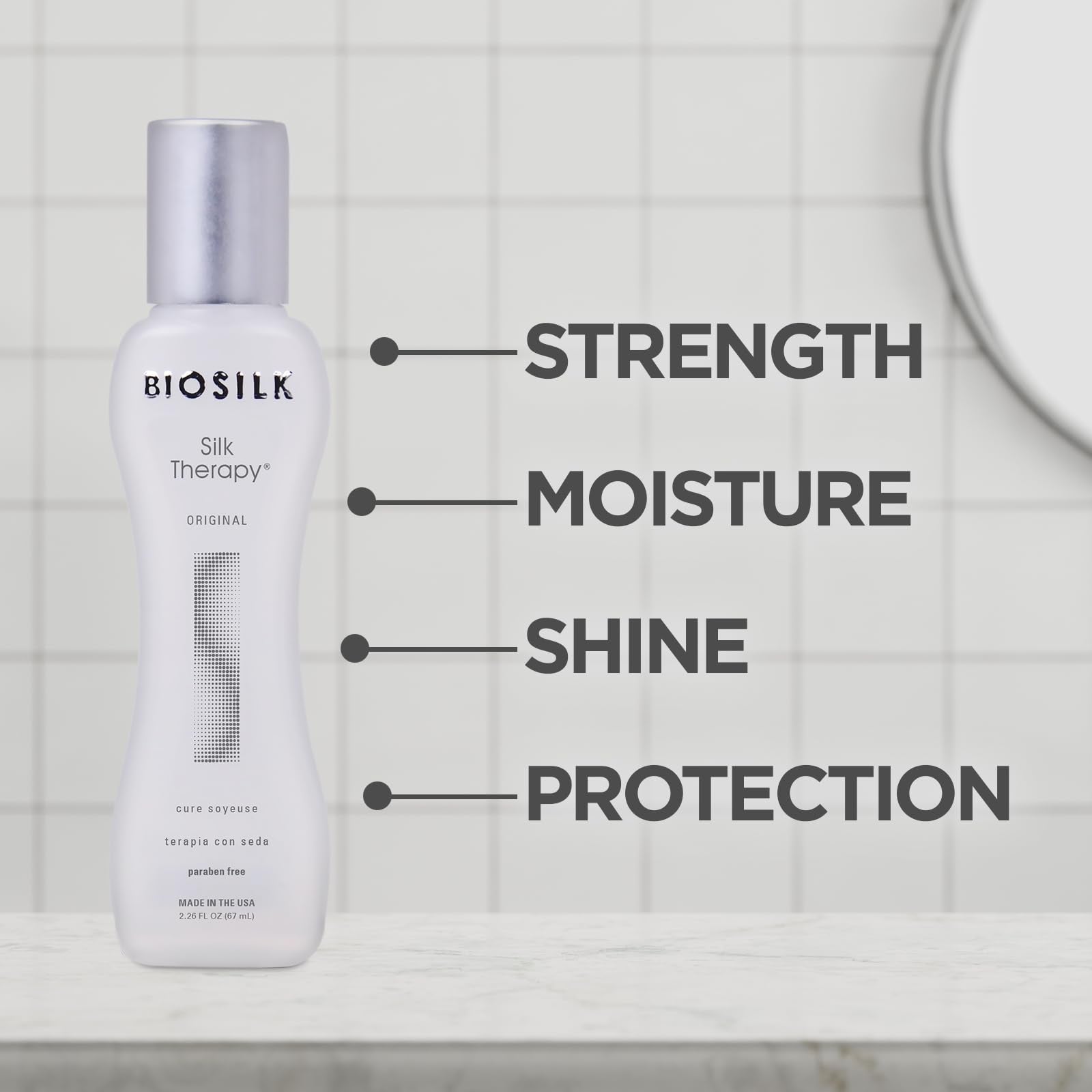 BioSilk Silk Therapy Original packaging communicates cruelty-free, sulfate- and parabens-free care.