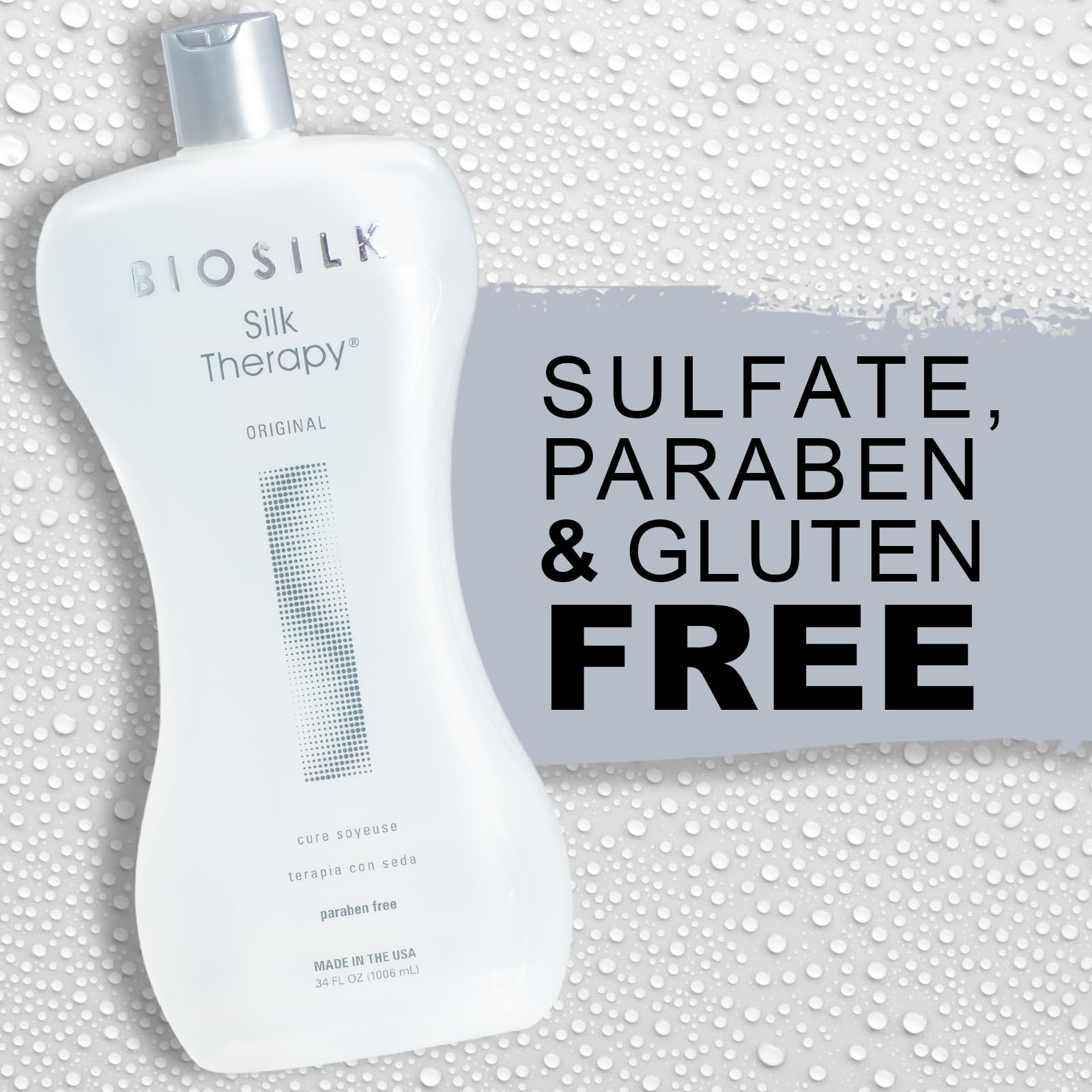 BioSilk Silk Therapy Original bottle shown with towel for routine