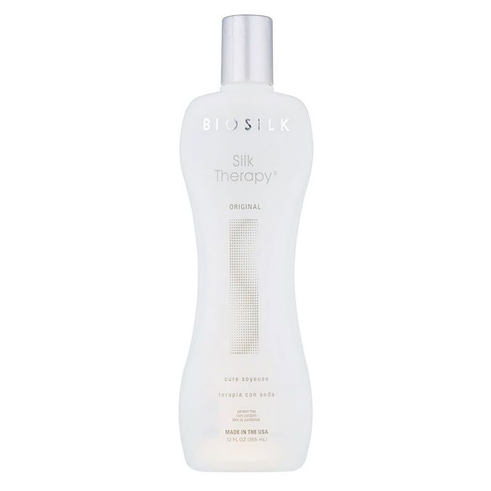BioSilk Silk Therapy Serum Original 12-oz bottle boosts shine and reduces frizz for daily hair care