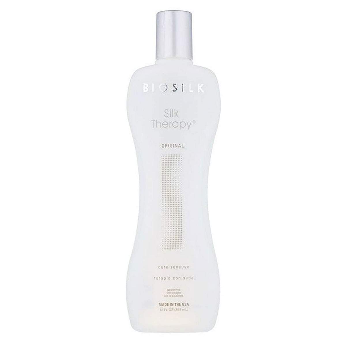 BioSilk Silk Therapy Serum Original 12-oz bottle boosts shine and reduces frizz for daily hair care