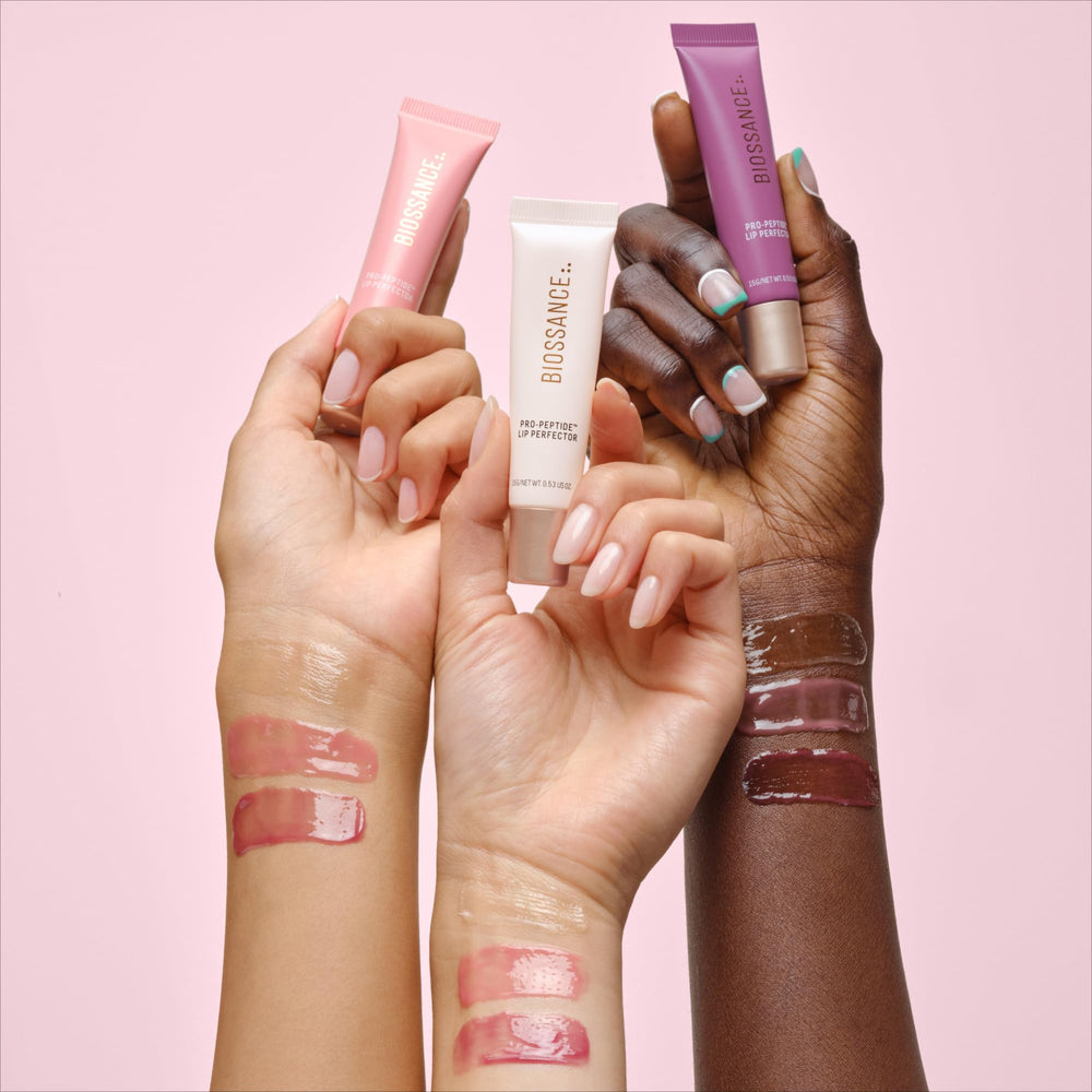 BIOSSANCE Lip Perfector tube showcases vegan formula for daily use.