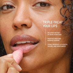 BIOSSANCE Lip Perfector closeup captures vanilla scent and radiant shine.