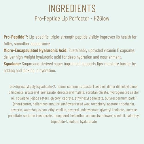 BIOSSANCE Pro-Peptide Lip Perfector wand application demonstrating smooth glide.
