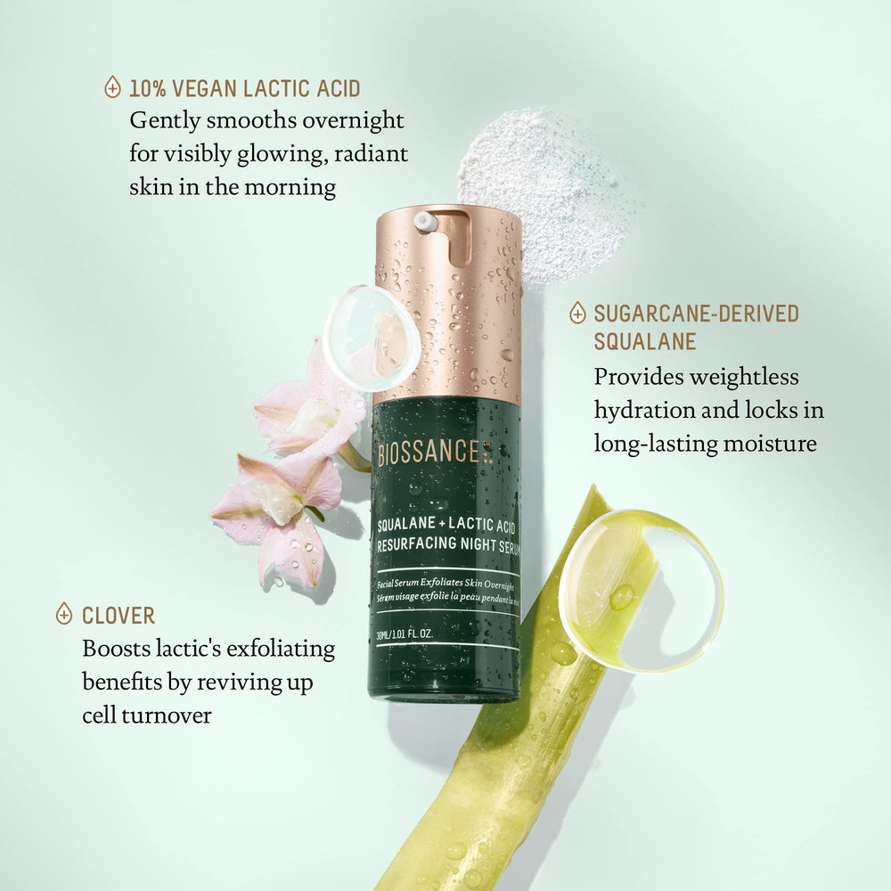 Close-up shows subtle glow after BIOSSANCE serum.