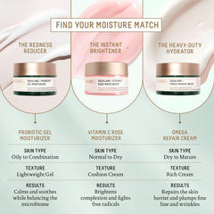 Hyaluronic acid in BIOSSANCE Squalane + Omega Repair Cream signals plump hydration.