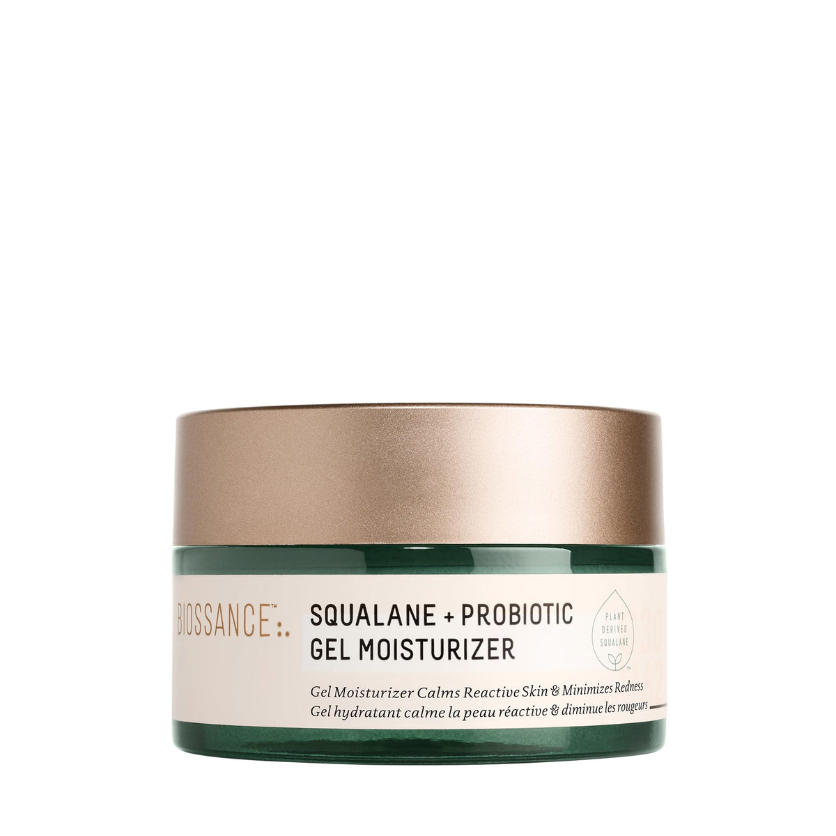 BIOSSANCE probiotic balancing gel jar with calming, lightweight texture