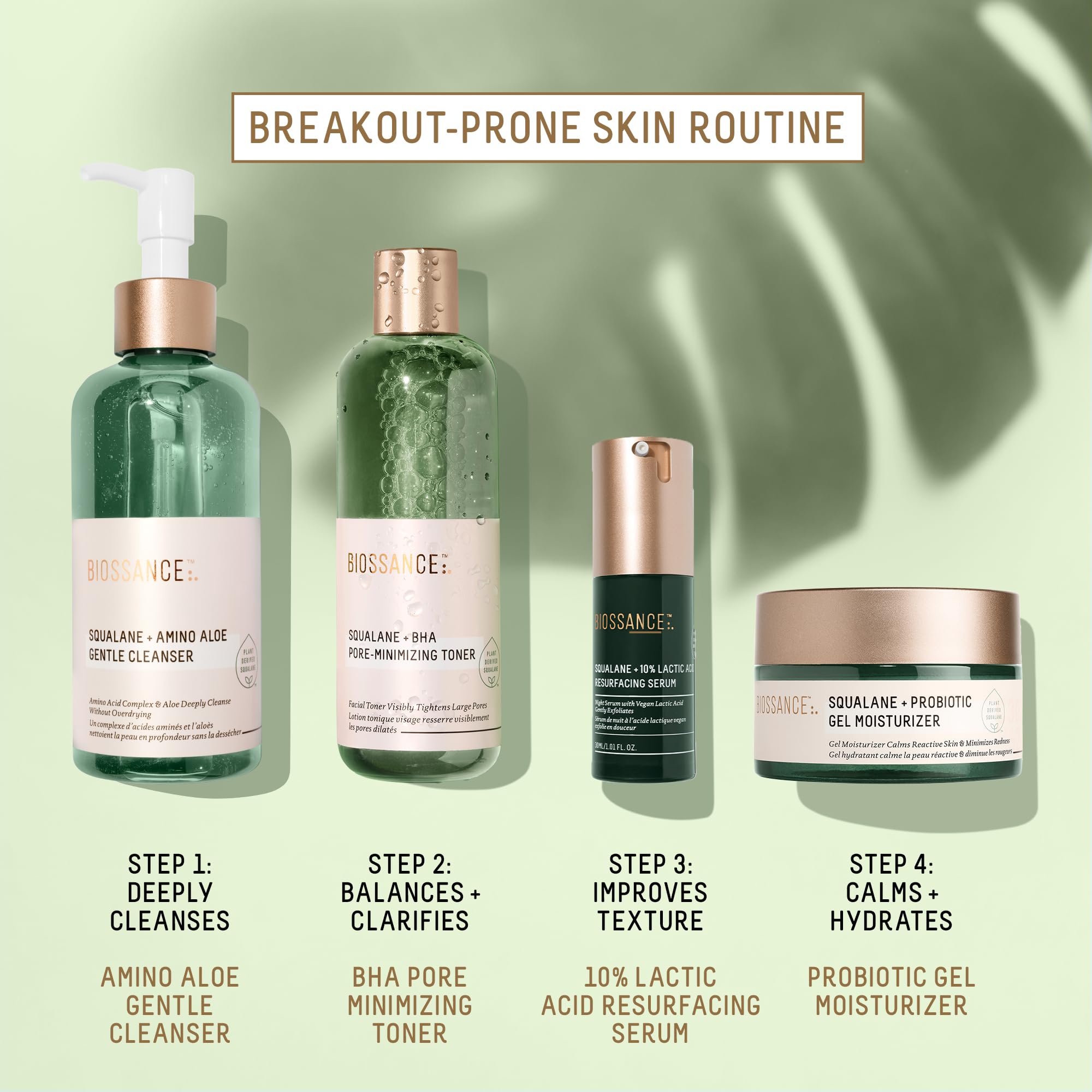 Small amount applied on skin, BIOSSANCE gel delivers subtle, matte finish