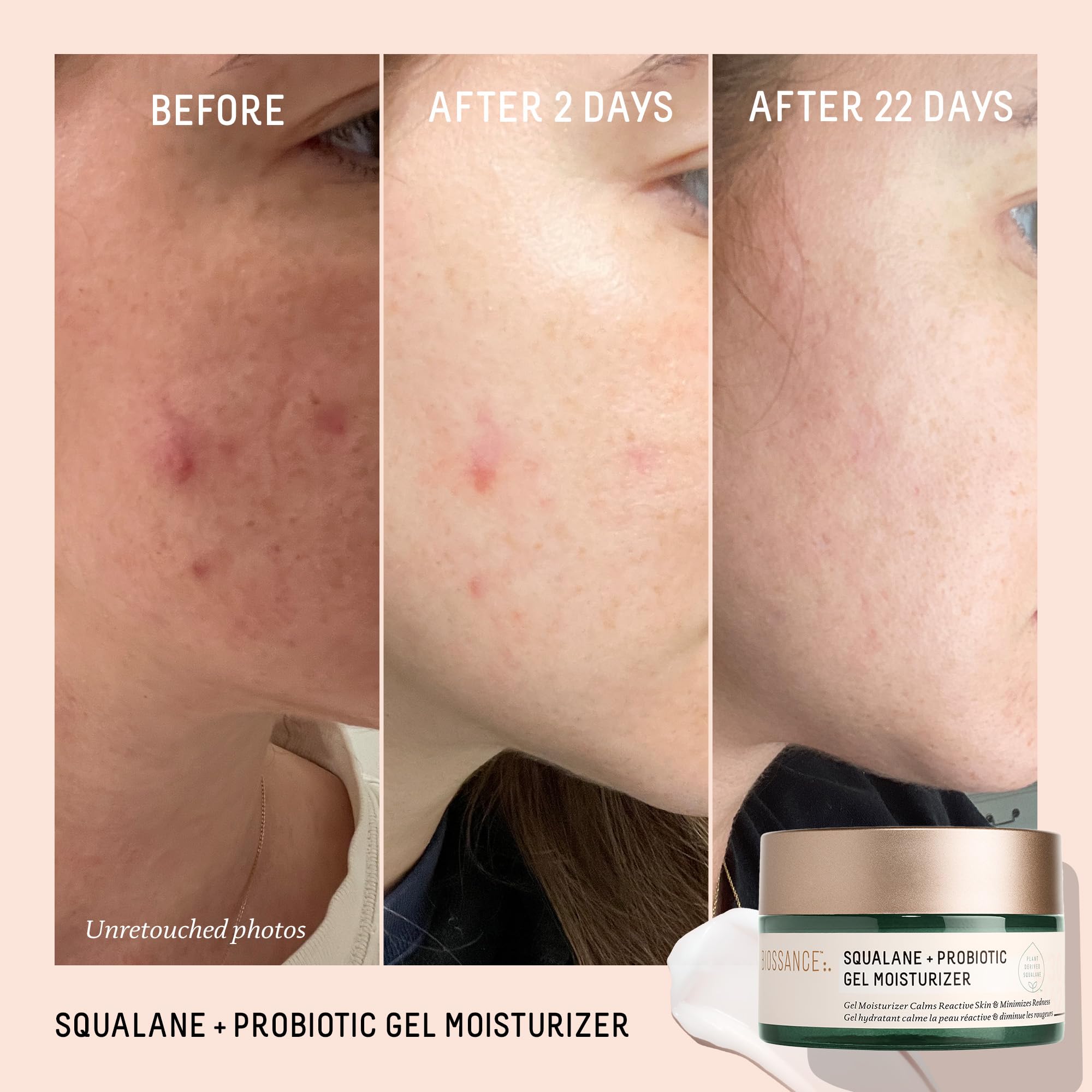 Close-up of BIOSSANCE gel texture reveals a smooth, non-greasy finish