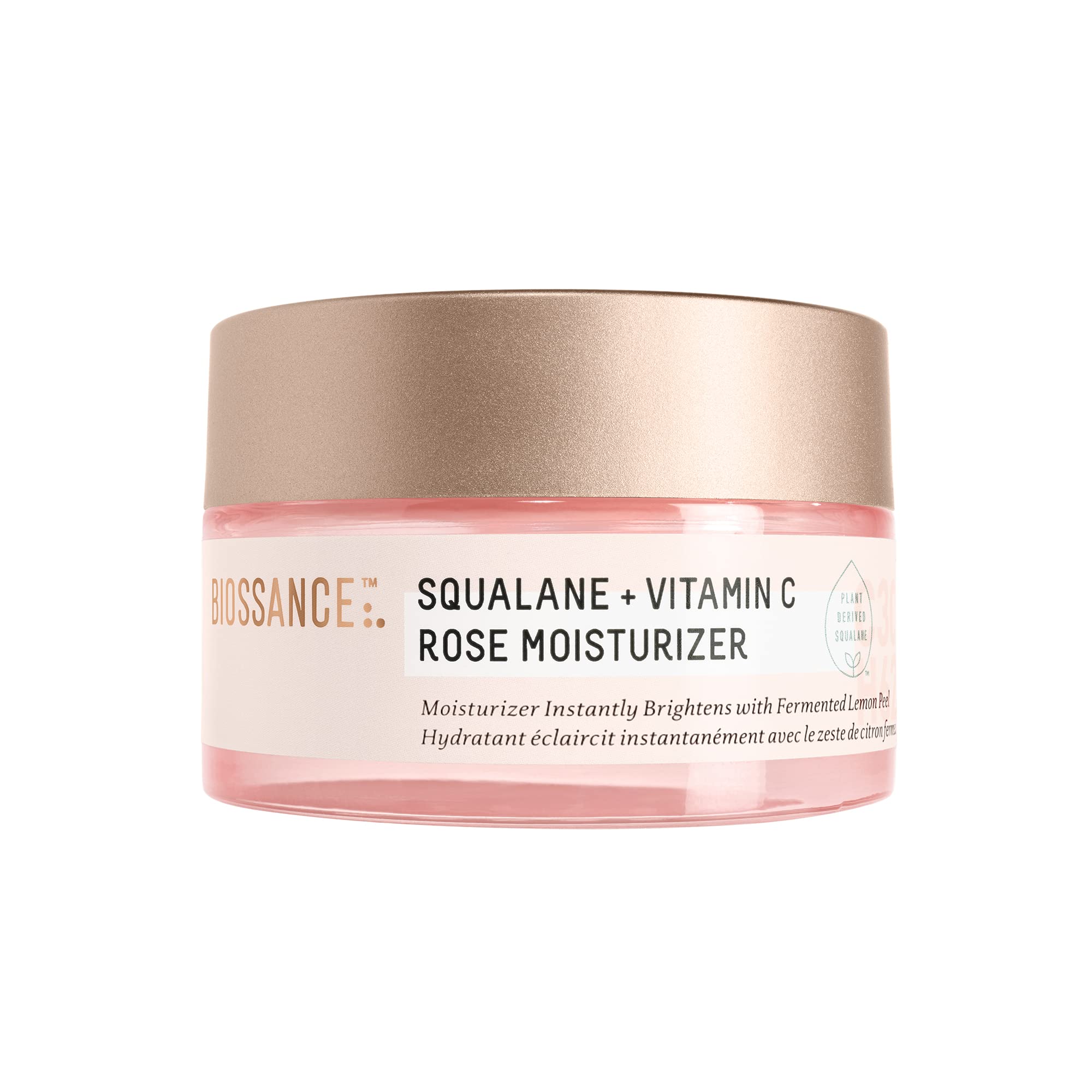 BIOSSANCE Squalane + Vitamin C Rose Moisturizer bottle delivering lightweight hydration