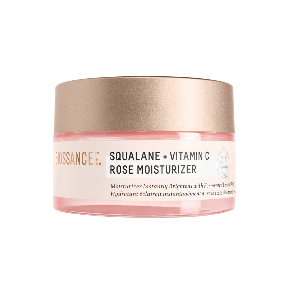 BIOSSANCE Squalane + Vitamin C Rose Moisturizer bottle delivering lightweight hydration