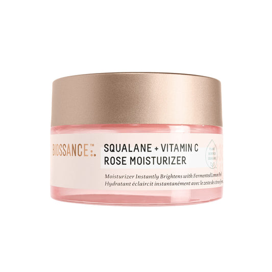 BIOSSANCE Squalane + Vitamin C Rose Moisturizer bottle delivering lightweight hydration