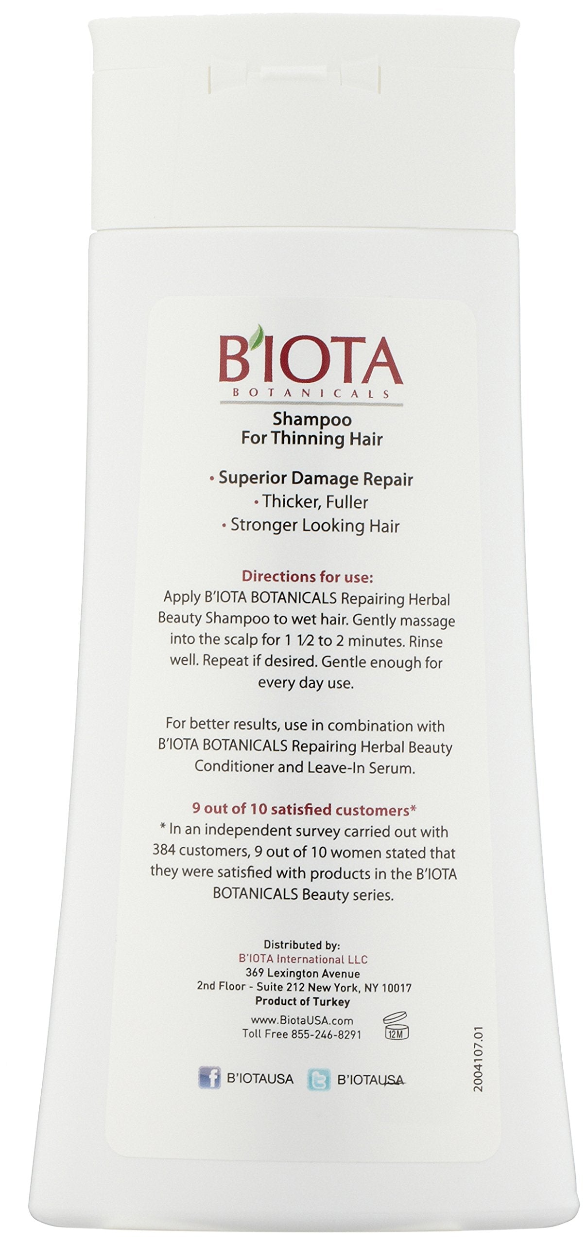 Biota Proactive Repairing Shampoo herbal ingredients close-up highlights Herbal BioComplex for hair health.