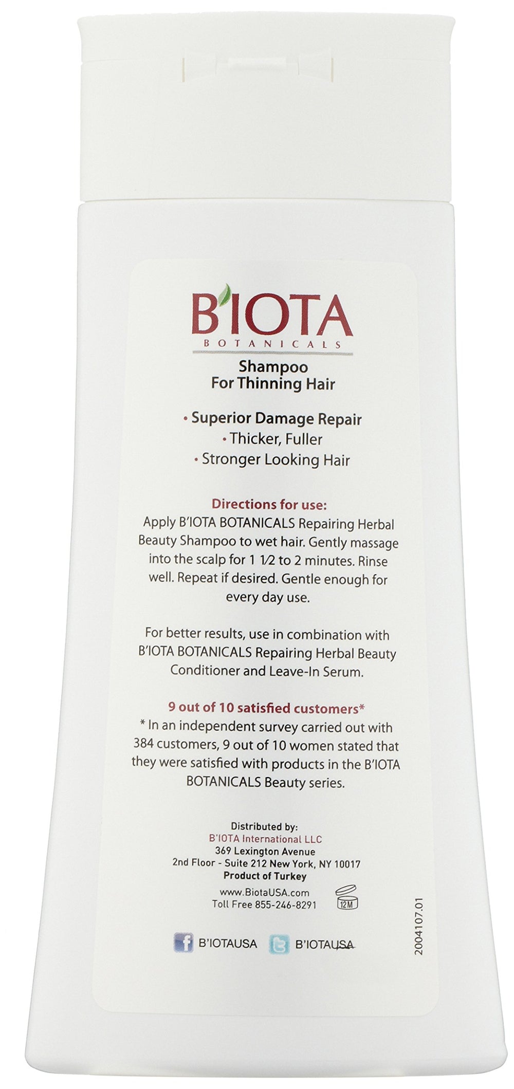 Biota Proactive Repairing Shampoo herbal ingredients close-up highlights Herbal BioComplex for hair health.
