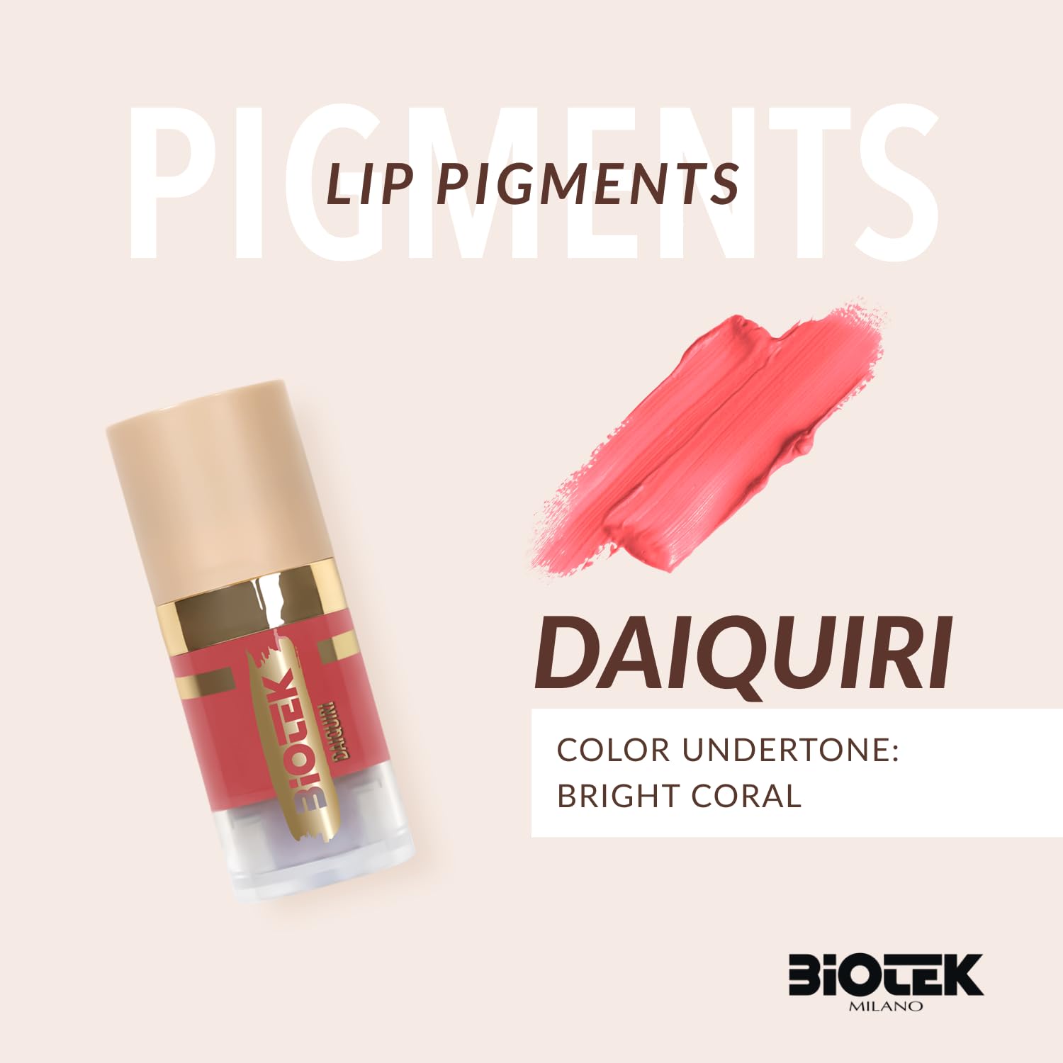 Biotek Daiquiri pigment swatches reveal vibrant coral shades for lip design