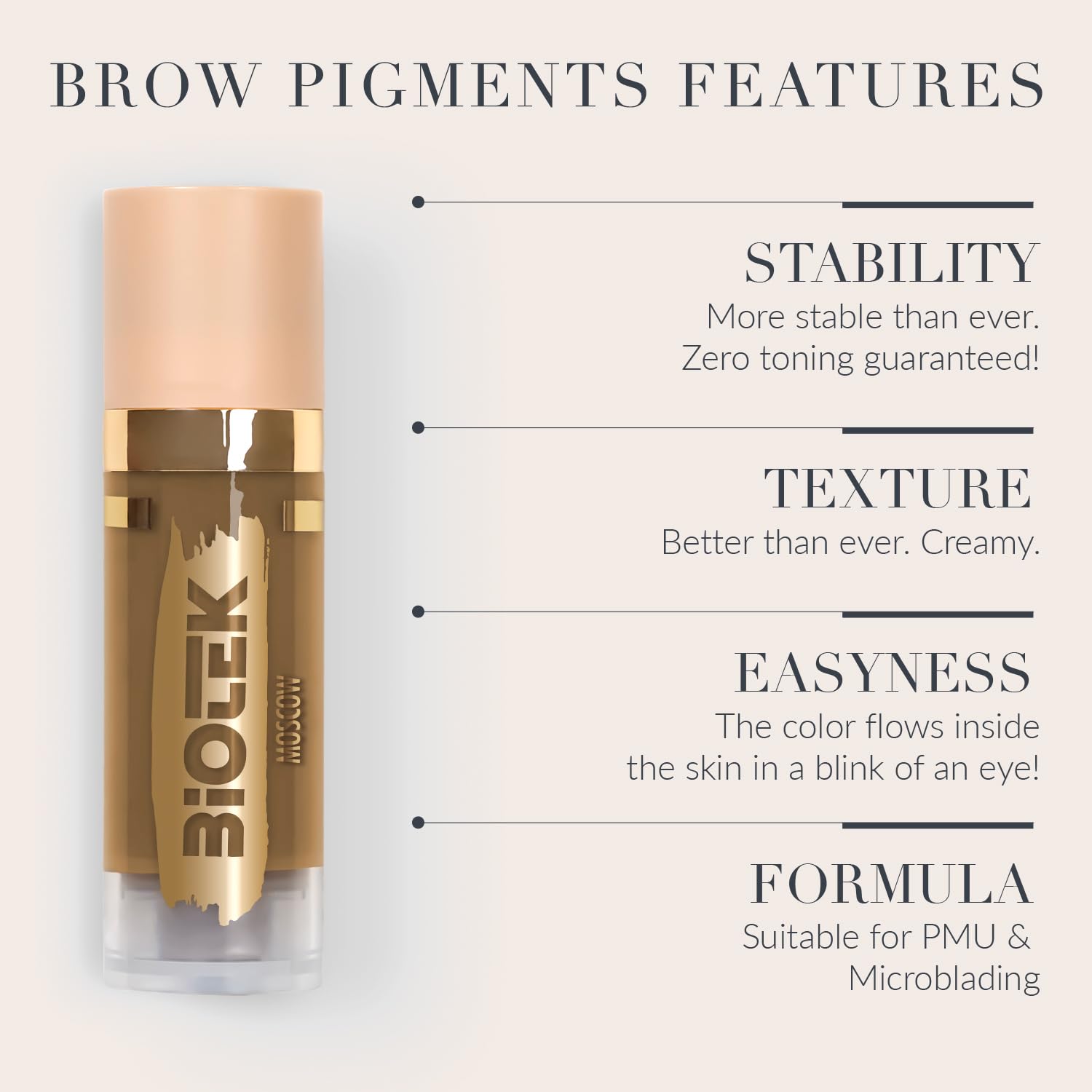 Biotek Moscow brow pigment neutral blond airless bottle minimizes waste