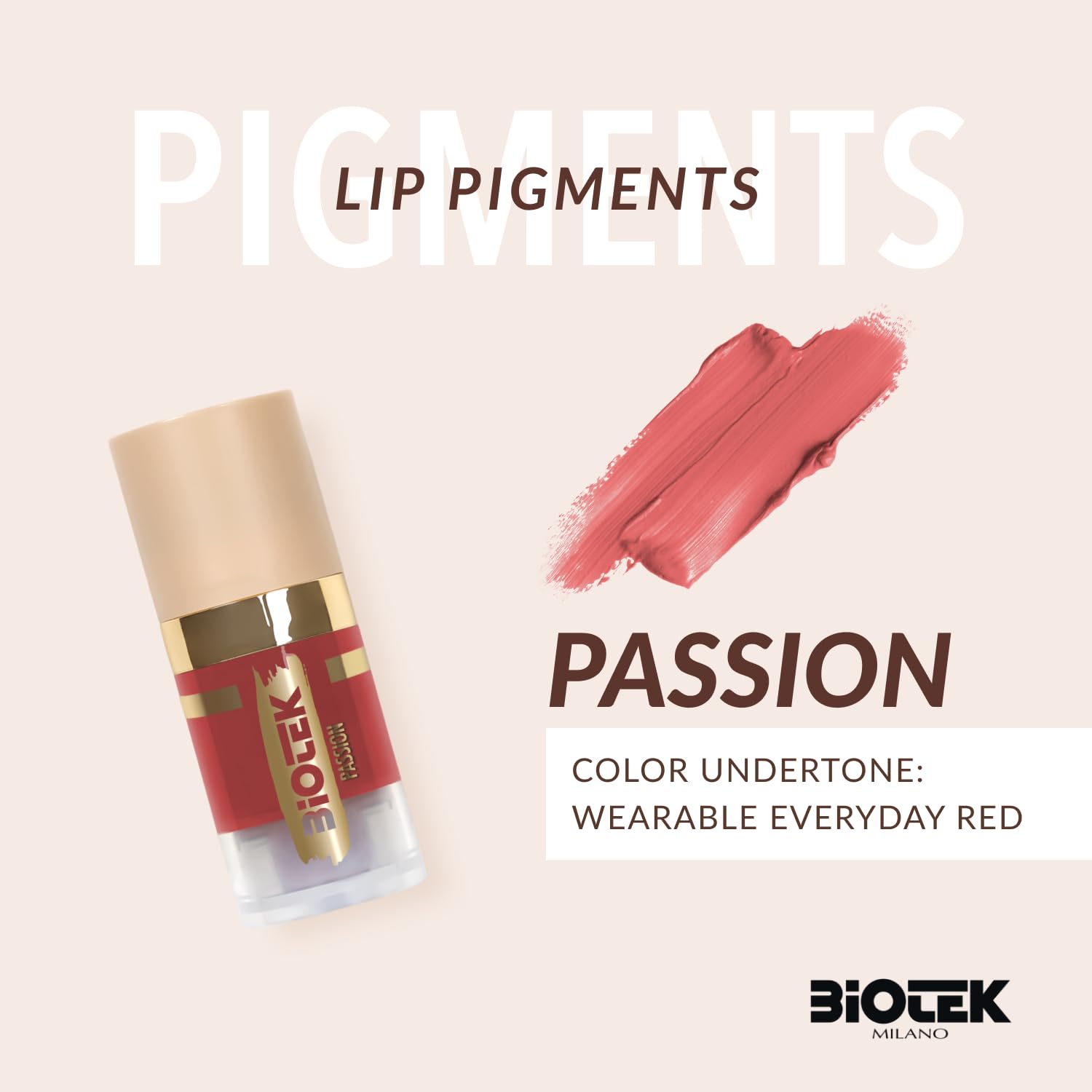 Biotek Passion lip pigment bottle cap close-up highlighting precise application control