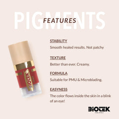 Biotek Passion coral red shade swatch communicates warm natural lip color