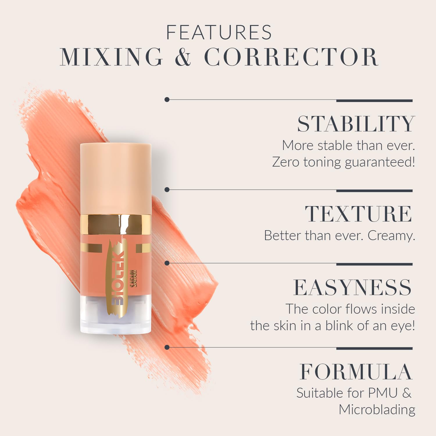 Biotek Safari Mixing Corrector Pigment demonstrating coverage over deep lip pigment areas.