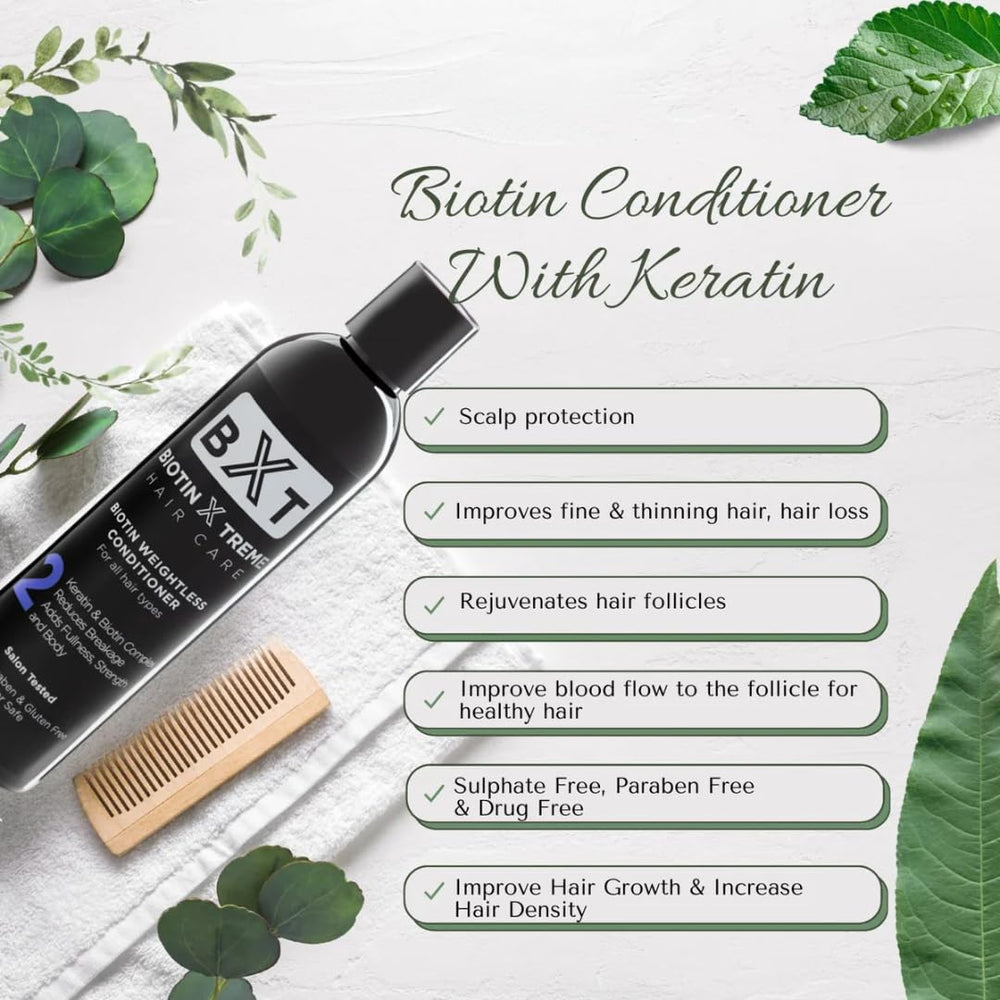 Biotin X Treme conditioner being rinsed under cool water to finish routine