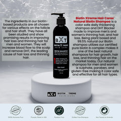 Biotin X Treme Hair applying shampoo on wet hair for daily renewal.