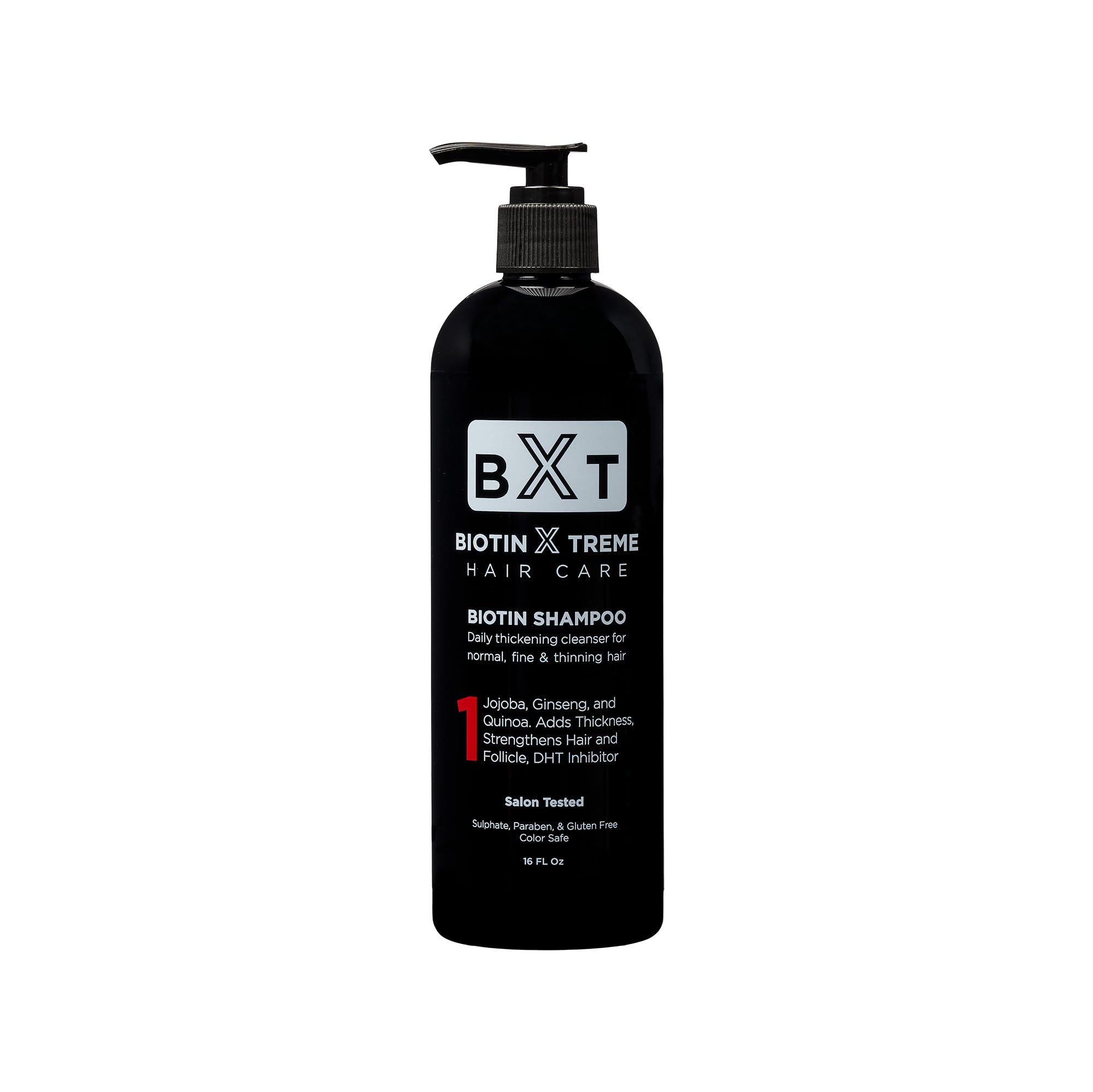 Biotin X Treme Shampoo bottle-front showing color-safe, sulfate-free formula.