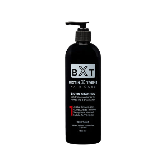 Biotin X Treme Shampoo bottle-front showing color-safe, sulfate-free formula.