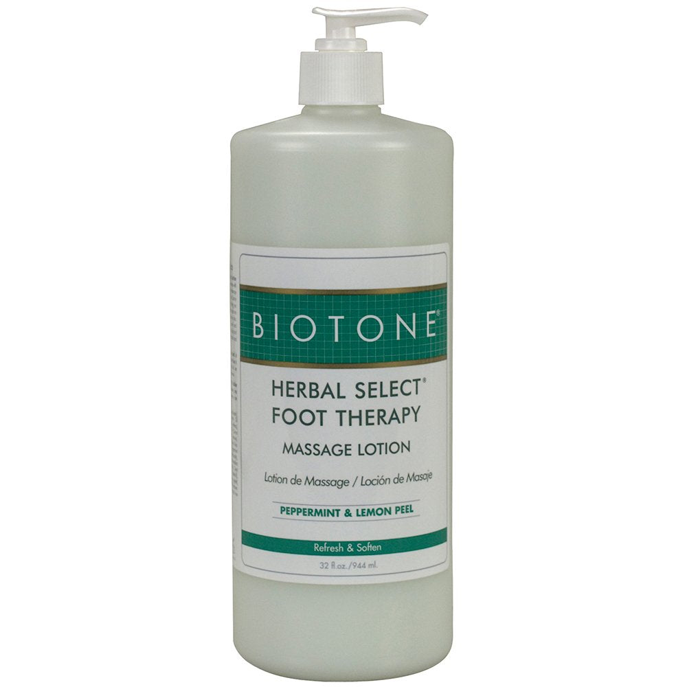 Biotone Herbal Foot Massage Lotion bottle pour for cooling, soothing foot care