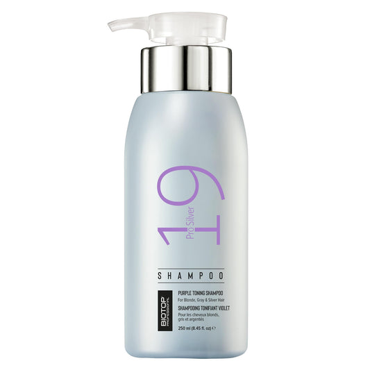 Biotop Professional 19 Pro Silver Shampoo bottle close-up neutralizing brassy tones