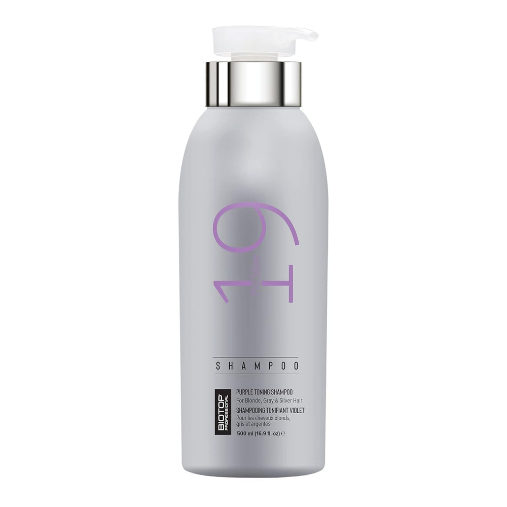 Biotop Professional 19 Pro Silver Shampoo pour neutralizes brassy tones for blondes.