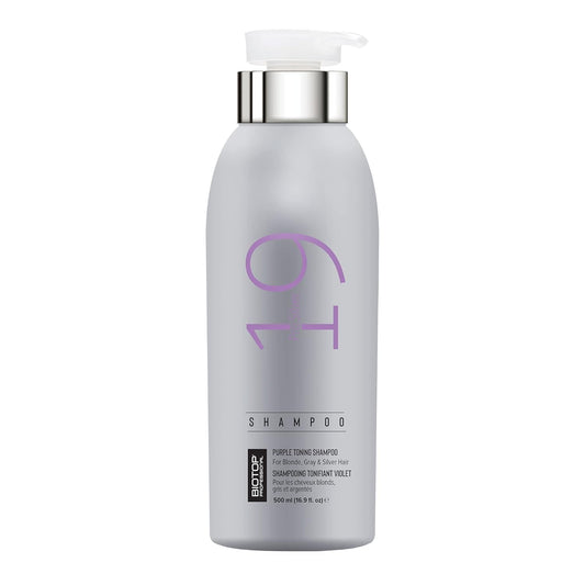 Biotop Professional 19 Pro Silver Shampoo pour neutralizes brassy tones for blondes.
