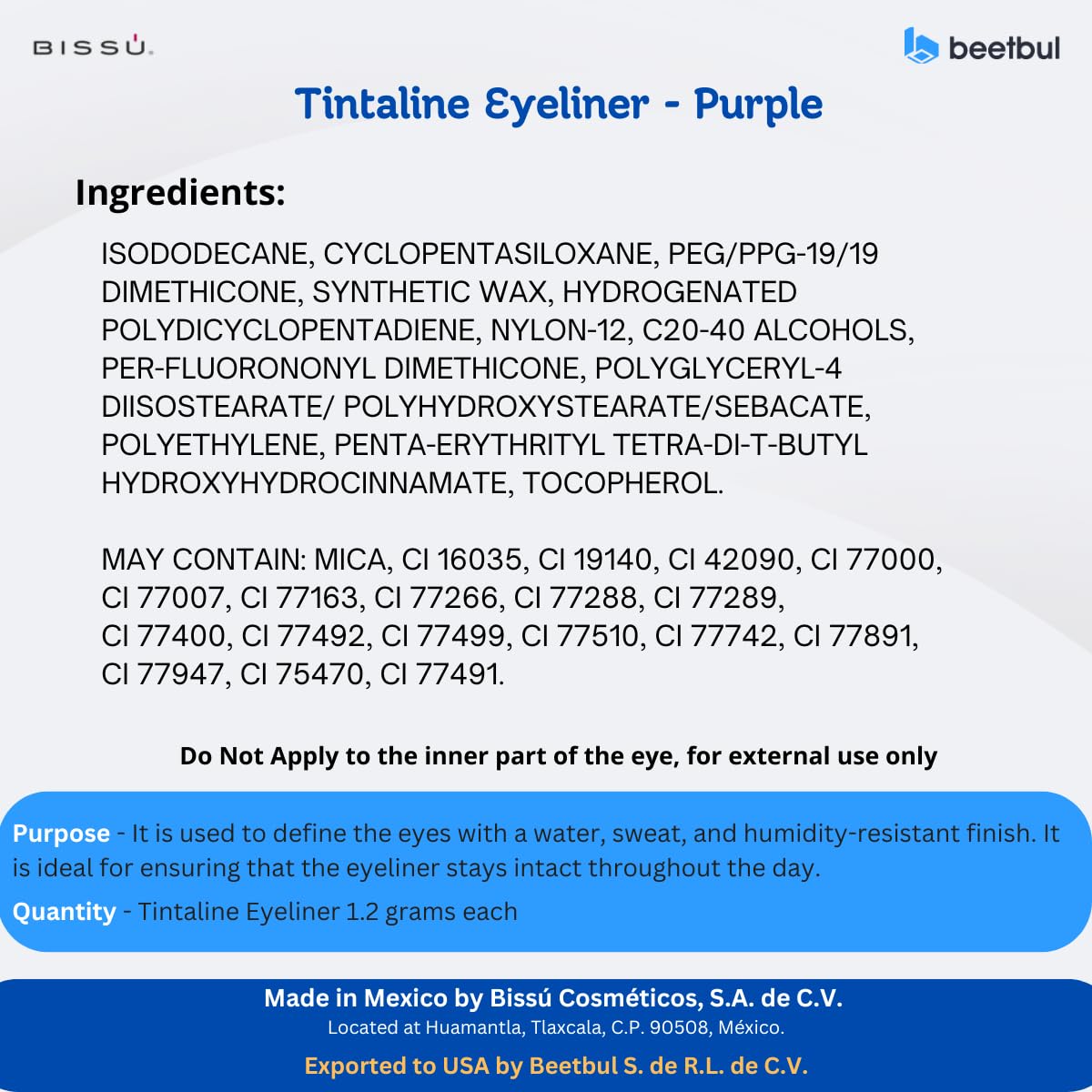 Bissú Tintaline Eyeliner high-coverage pigment for bold definition.