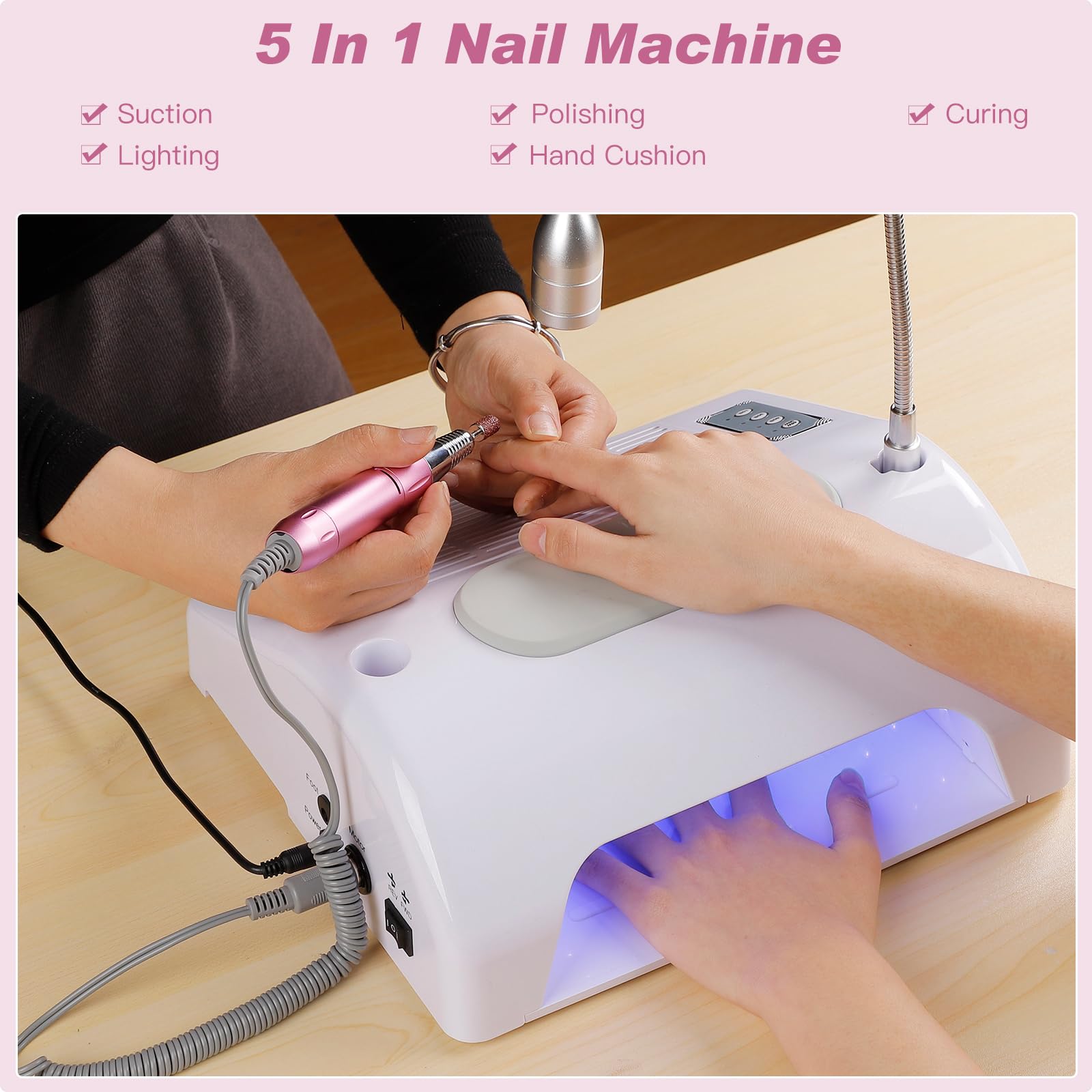 Biutee all-in-one-nail-machine streamlines filing, polishing, and curing.