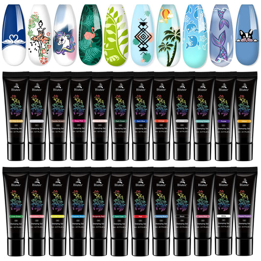 Biutee Nail Stamping Gel Polish 24-color set delivering vibrant transfers