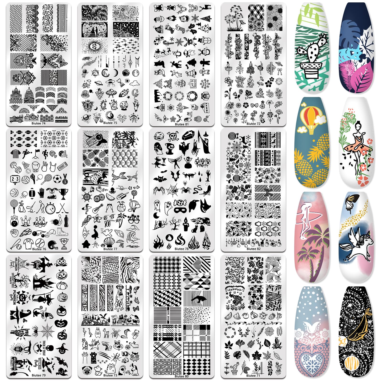 Biutee stamping plates collection with deep engraving for clear transfers