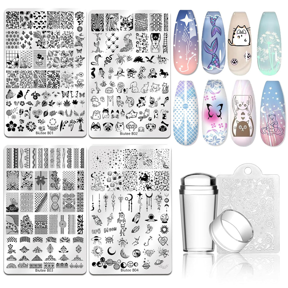 Biutee nail stamping plates with galaxy pattern for intricate DIY nail art