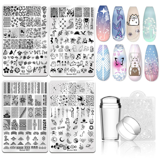 Biutee nail stamping plates with galaxy pattern for intricate DIY nail art