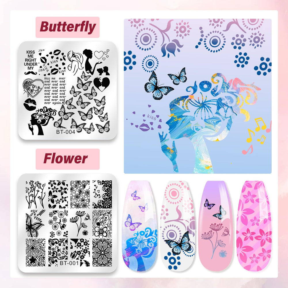 Biutee stamping polish set of 8 colors for versatile designs.