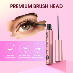 Biysber lash serum close-up on lashes to visualize strengthened lashes.
