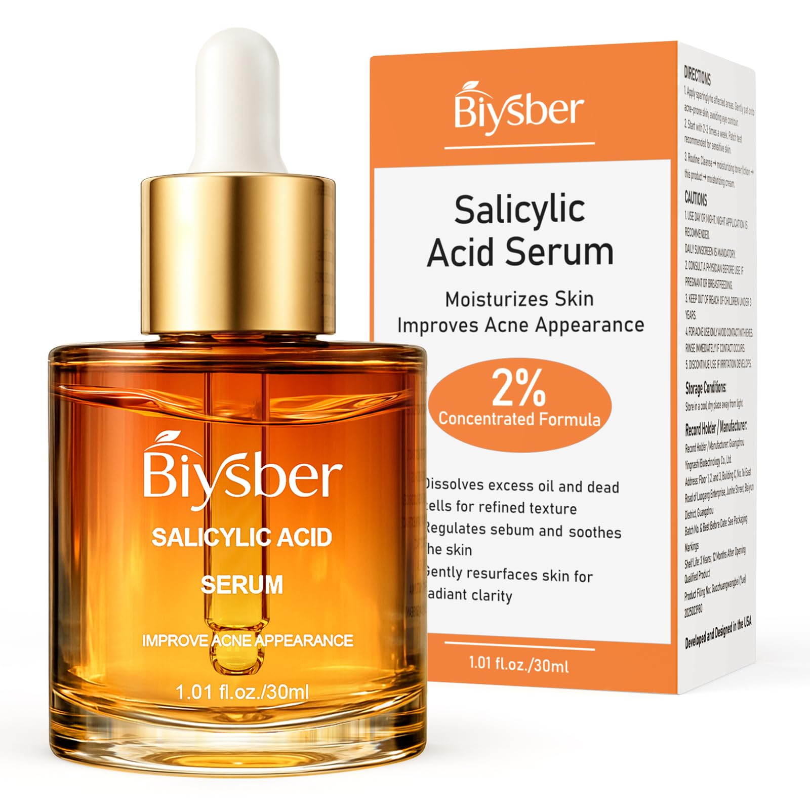 BIYSBER Salicylic Acid Serum bottle for daily exfoliation and clarified pores