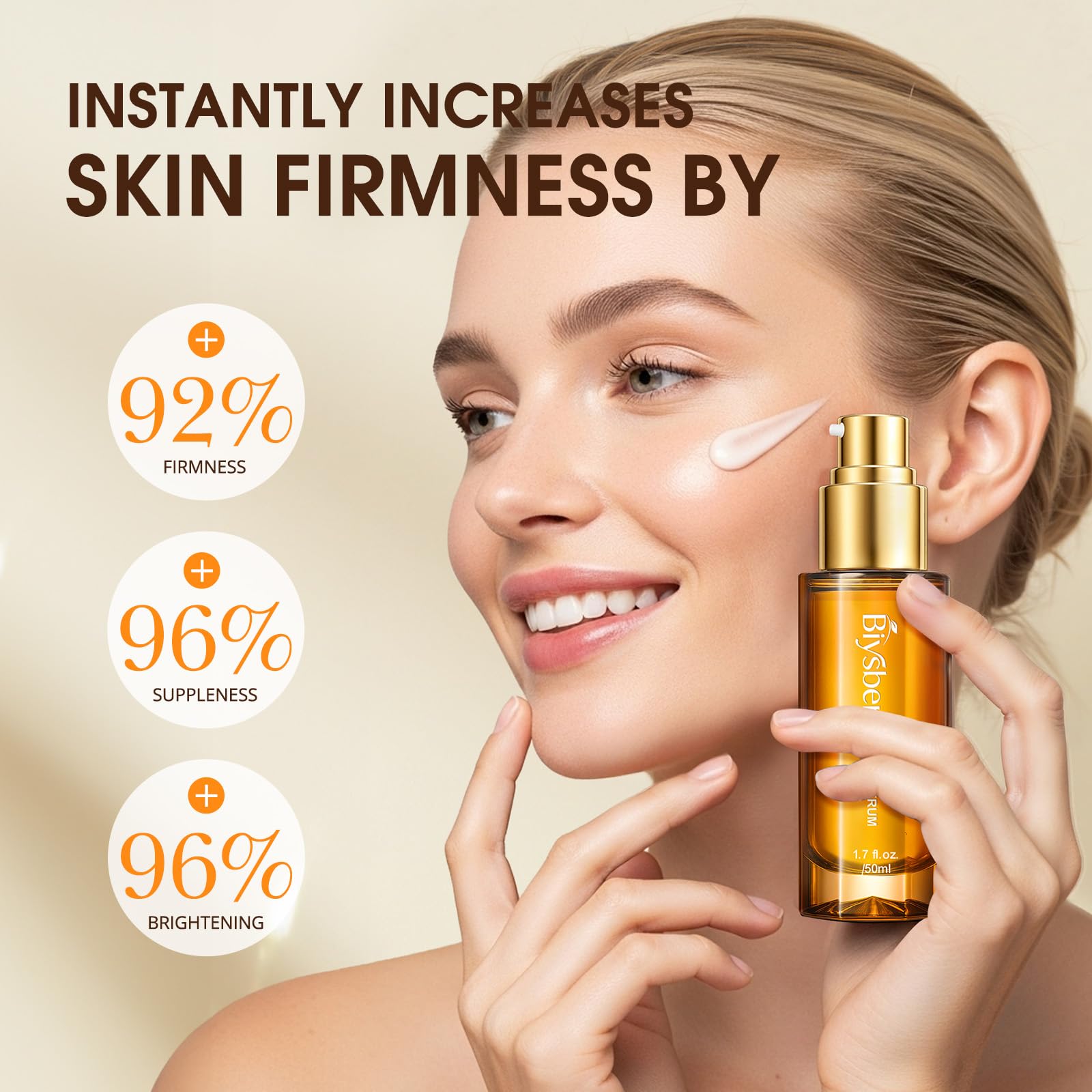 BIYSBER serum texture close-up highlighting silky, fast-absorbing finish.