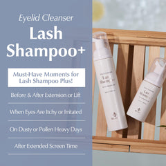 BL BL Lash Shampoo foaming microbubbles lifting oil and makeup gently.