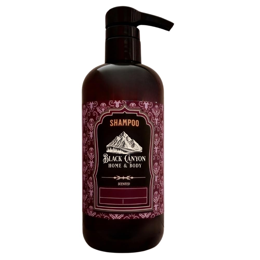 Black Canyon Frankincense & Golden Myrrh shampoo bottle pour for daily hydration.
