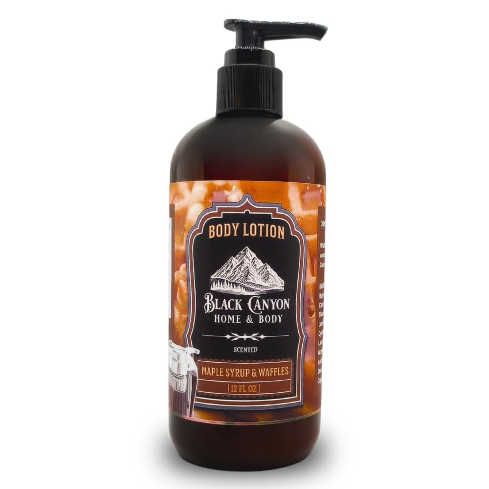 Black Canyon Maple Syrup and Waffles lotion bottle, 12oz, for long-lasting hydration