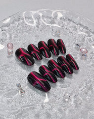 Black Double Pink Cat Eye Nails enhance manicures with a luxurious glossy finish.