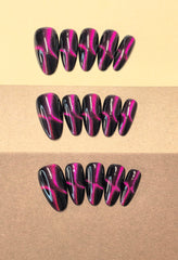 Black Double Pink Cat Eye Nails crafted by handmade artisan precision.