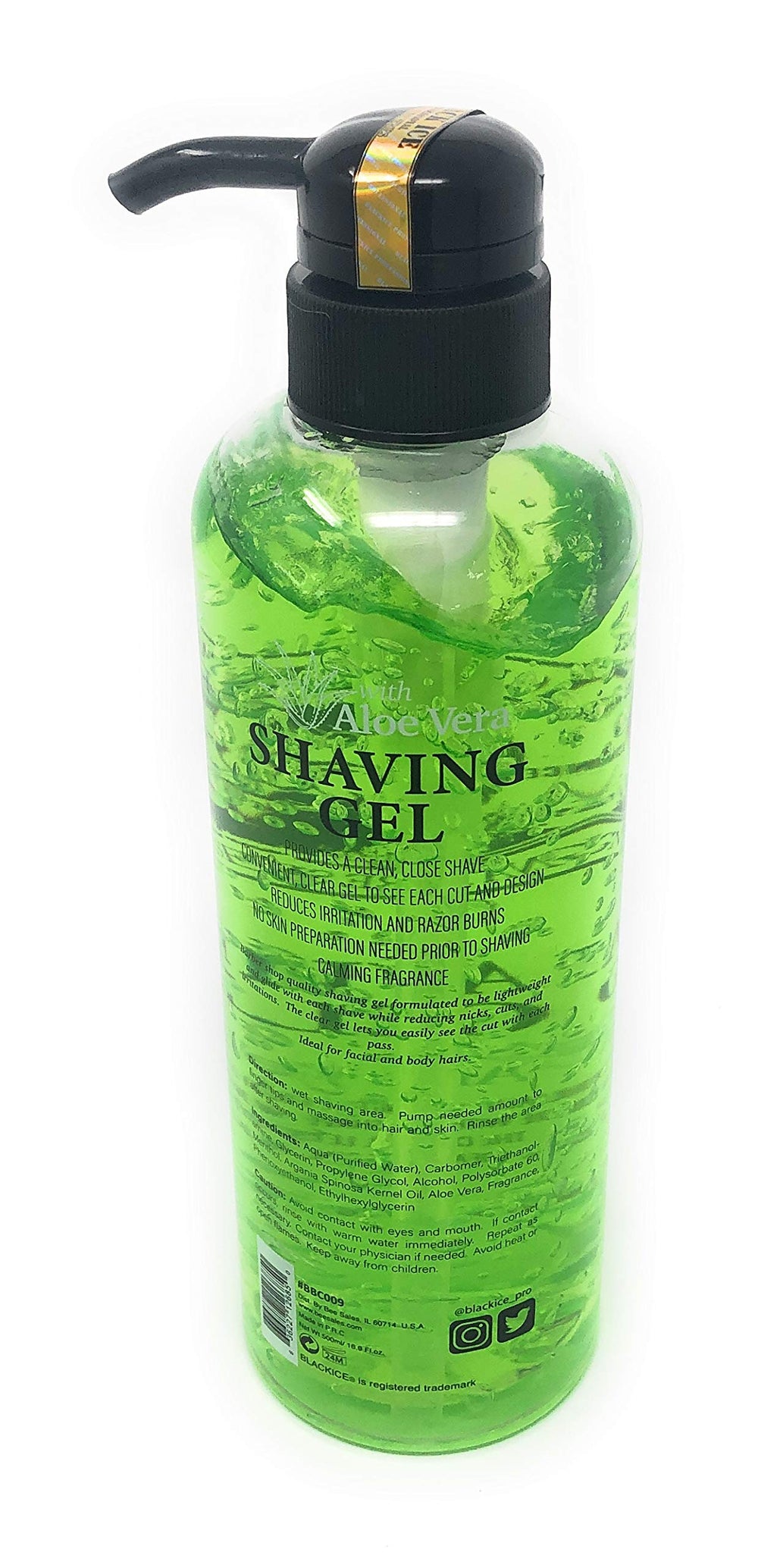 Black Ice shaving gel infused with Aloe Vera for soothing comfort during shaving.