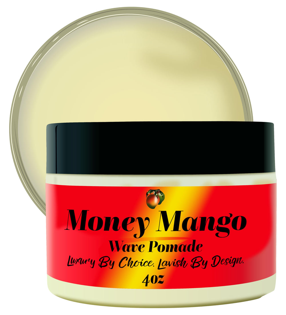 Black Lavish Essentials Money Mango Pomade jar for deep waves