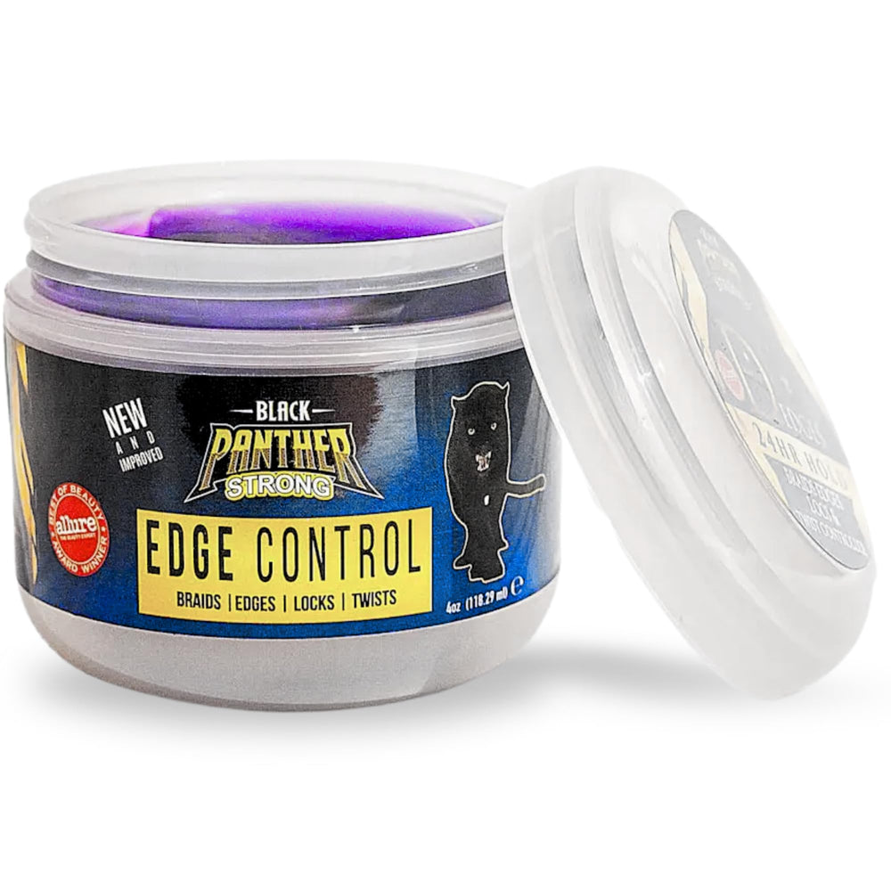 Black Panther Strong Diamond Edges jar showing premium edge control for lasting style